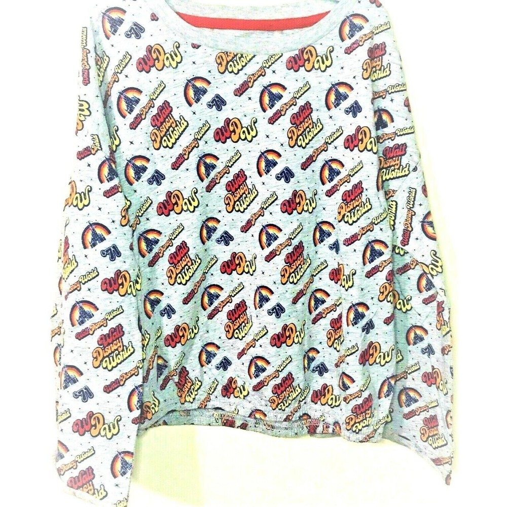 Disney Parks Walt Disney World WDW Retro Grey Rainbow Castle 71 Youth Top Sz M
